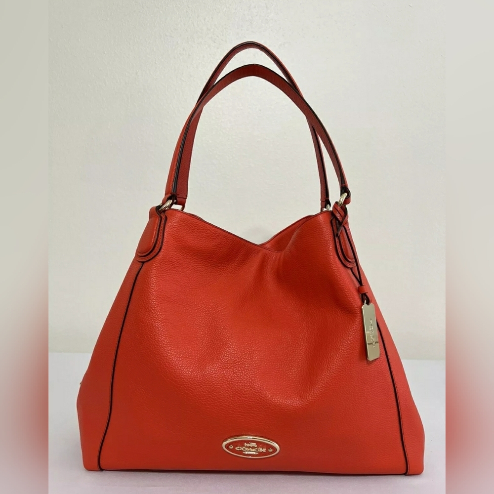 Coach Designer Edie Pebble Leather Women Shoulder Bag Purse Handbag